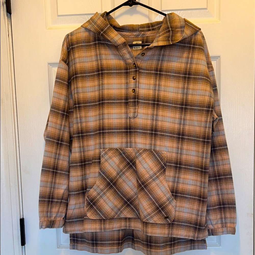 O'Neill Plaid Lightweight Flannel Pullover Hoodie